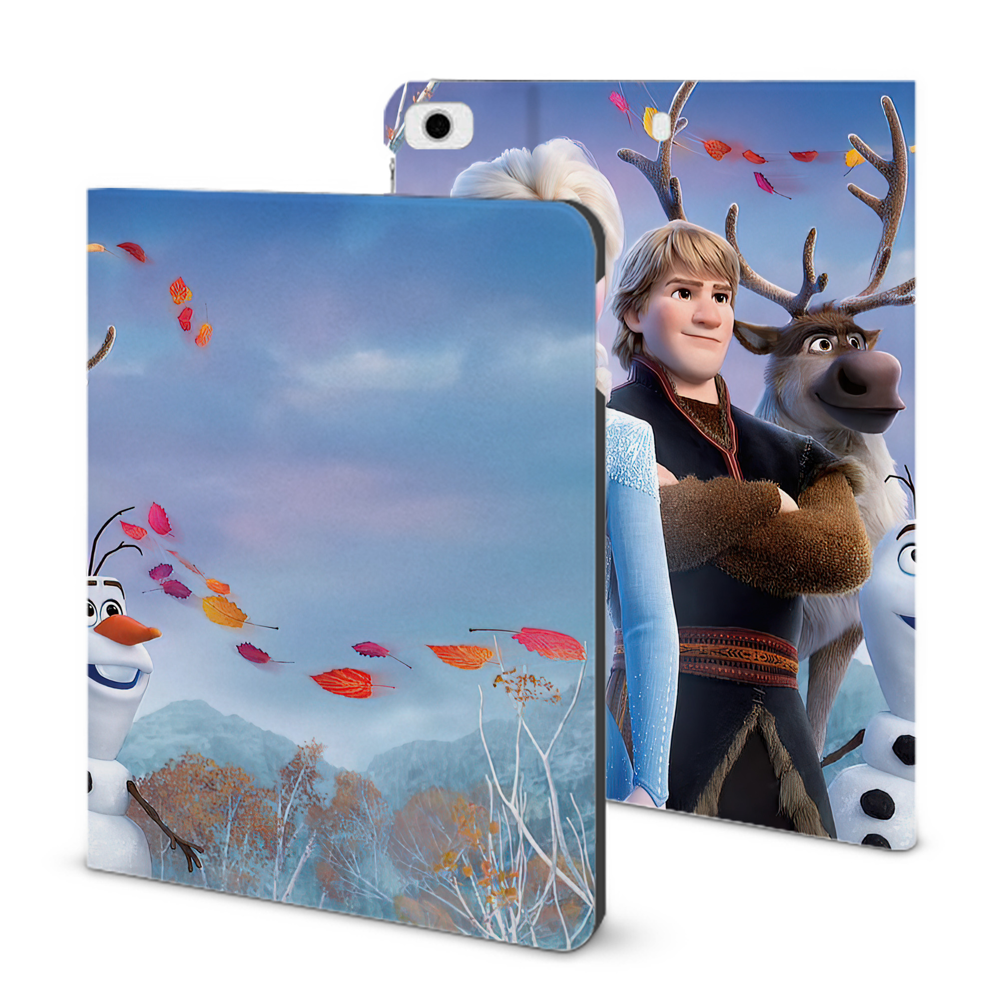（画像用） アナと雪の女王 アンナ エルサ Frozen Anna Elsa IPad ケース ブック型 PUレザー TPU 耐衝撃 軽量 薄型 ペン収納なし 全面保護 IPad 各モデル対応